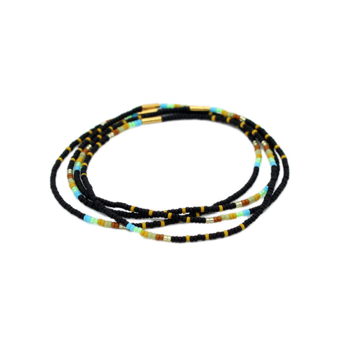 Rosette Bracelets / Set of 6 / Black