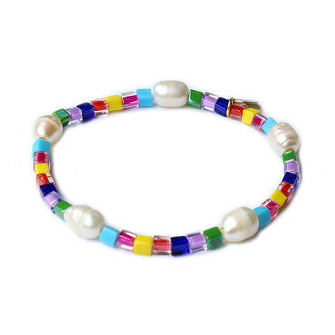 Pearl Rainbow Beaded Bracelet