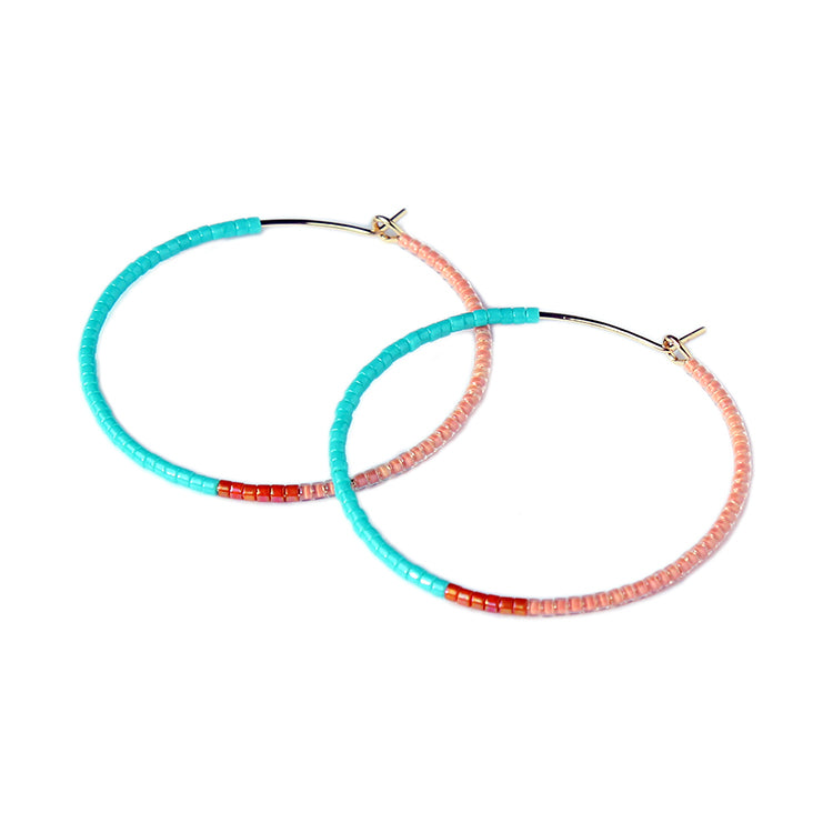 Color Field Hoops LG / Turquoise