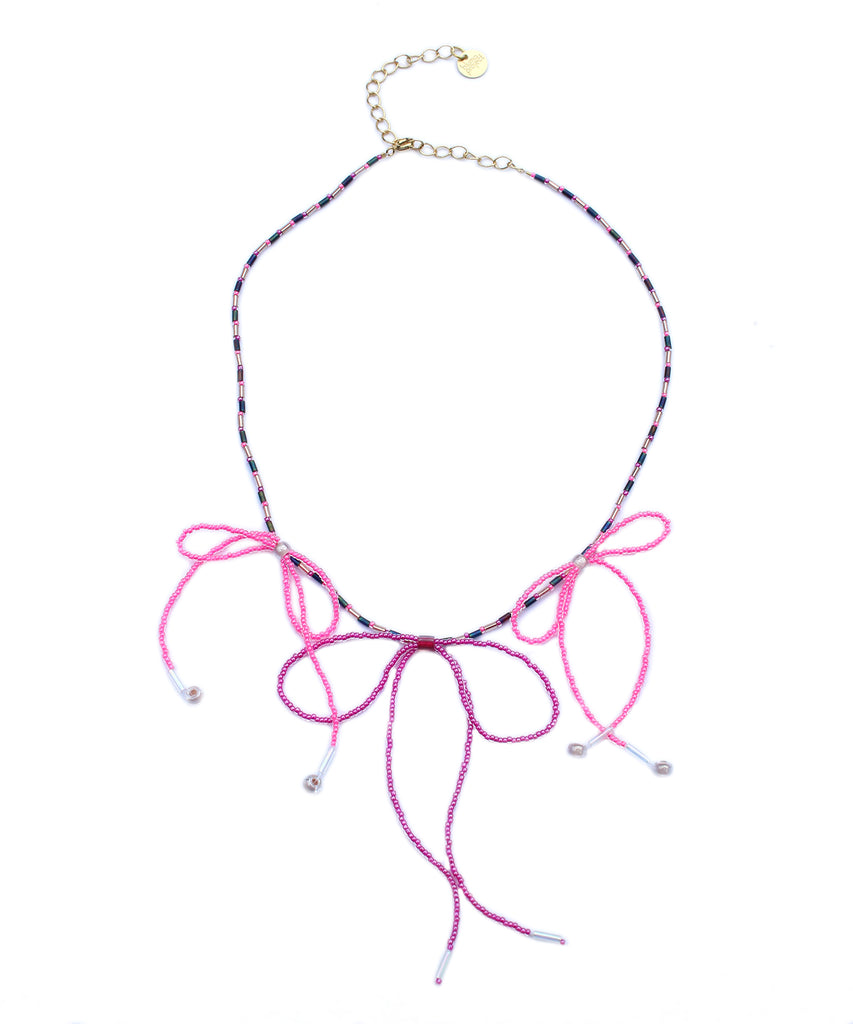 Grande Bow Necklace / Pink