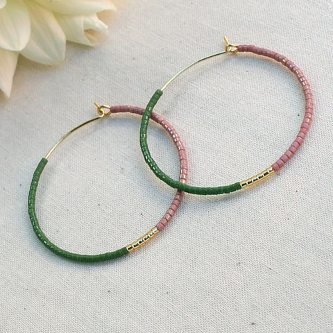 Color Field Hoops LG / Olive